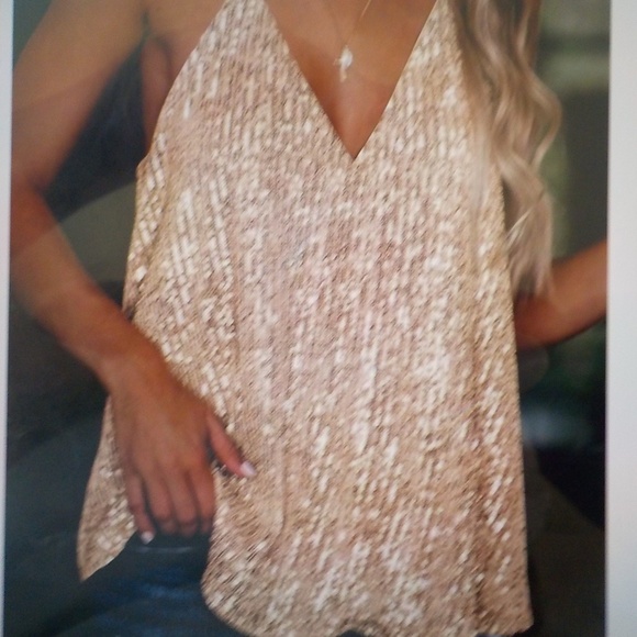 Sequin V Neck Cami - Picture 2 of 12